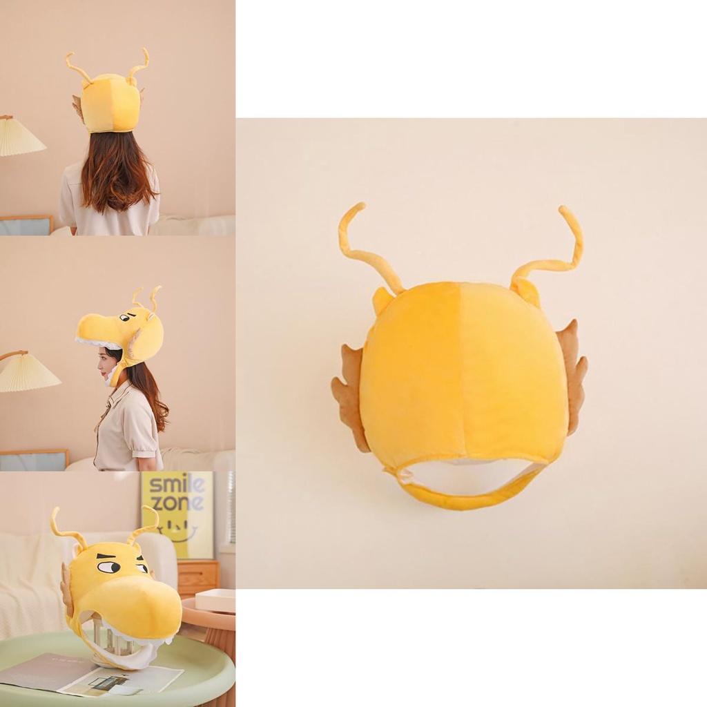 Großhandel Goldener Drachenkopf Hut Für Foto-Requisiten Und Aufführung Cartoon-Stil Plüschhut Jahresmaskottchen)