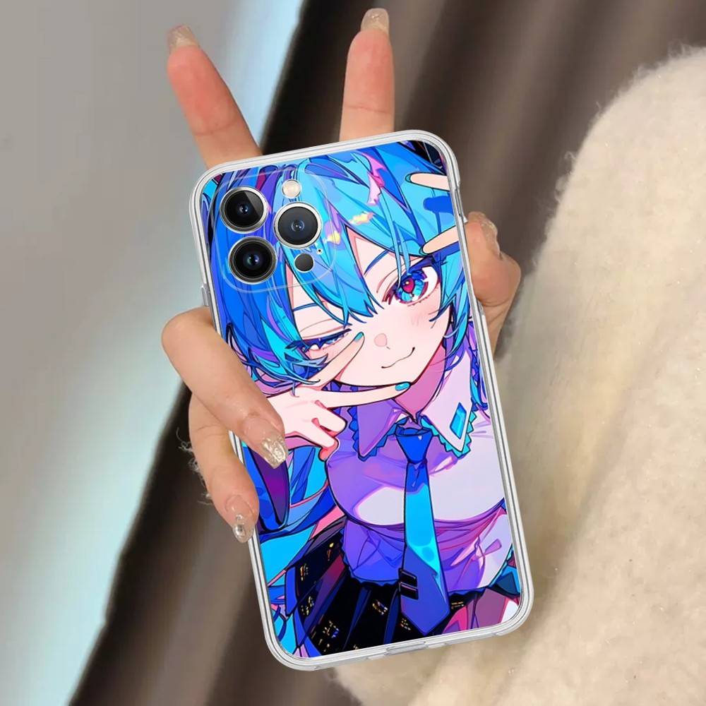 Hatsun M-MikuES Anime Für IPhone 11 12 13 14 15 16 17 Pro Max Plus 13 Mini Silikon Weich Transparent Rückseite