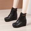 6cm Kleine Größe 32-43 Dicke Sohle Weiches Leder Plateau Keilabsatz Schuhe Stiefeletten 2026 Winter Flexibel Mittlere Absätze Stiefel Büro Mama