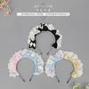 Handmade cute olita hair accessories lo girl coffee maid headband lace bow headgear decoration