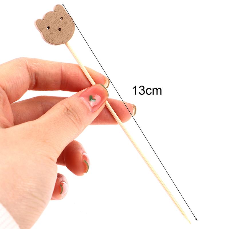 100 шт. коктейльные палочки медведь декоративные зубочистки для еды бамбуковые палочки фруктовые шпажки для детей одноразовые вечерние фуршетные напитки