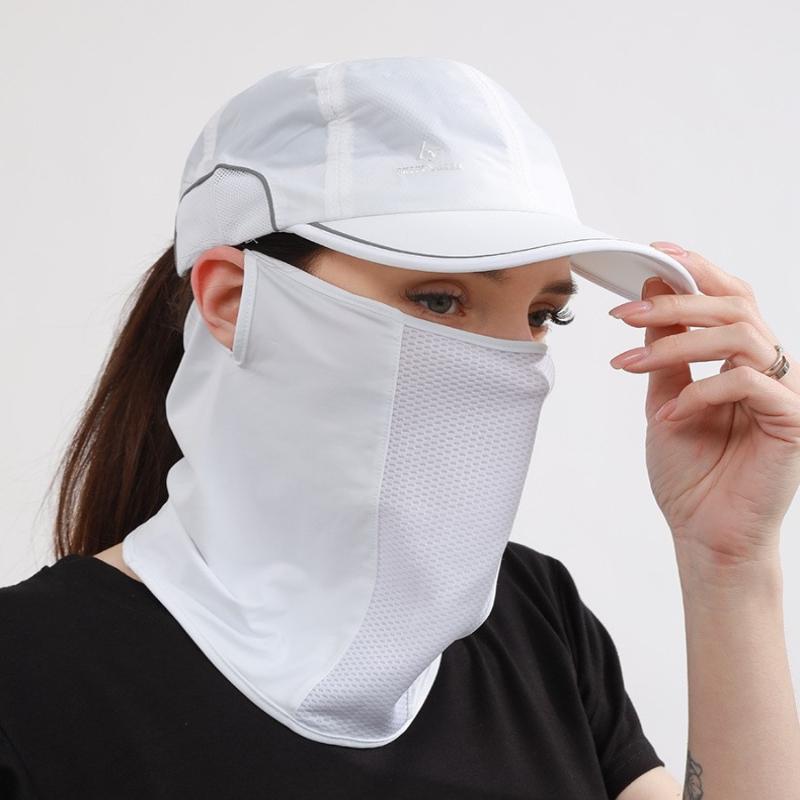 Summer Uv Protection Ice Silk Mask Sun Proof Bib Solid Color Sunscreen Face Scarf Mesh Breathable Face Scarves Neck Wrap Cover