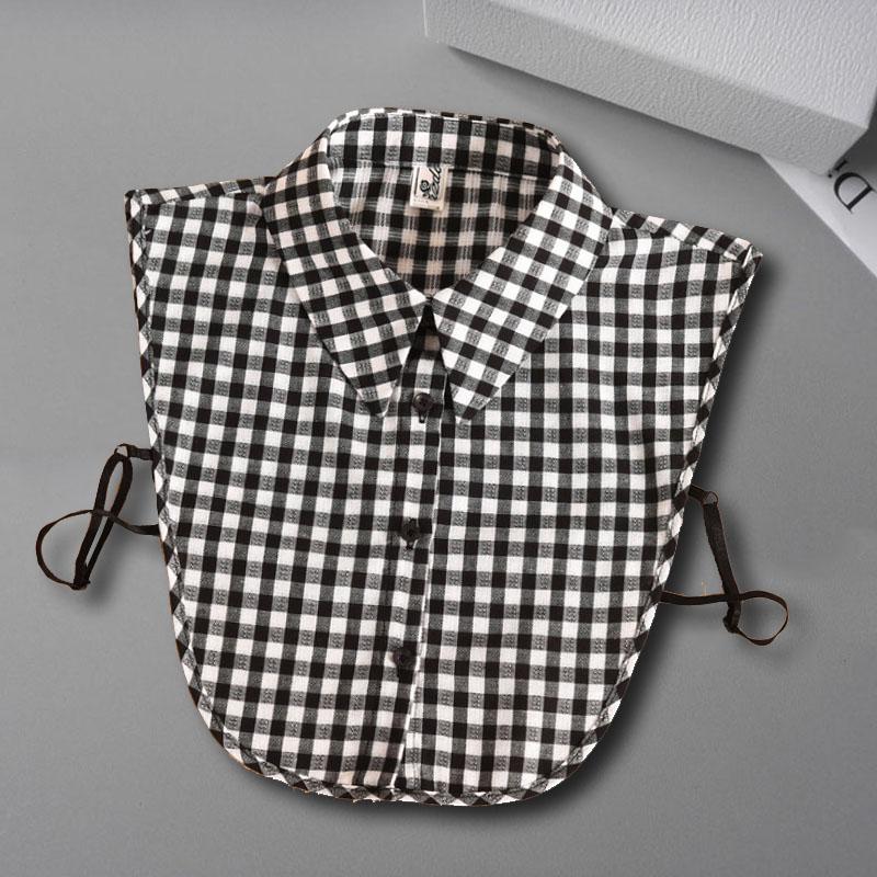 Leopard Print Shirt Fake Collar For Women Detachable Collar False Lapel Collar Shirt Removable Plaid Half Shirt  Faux Col