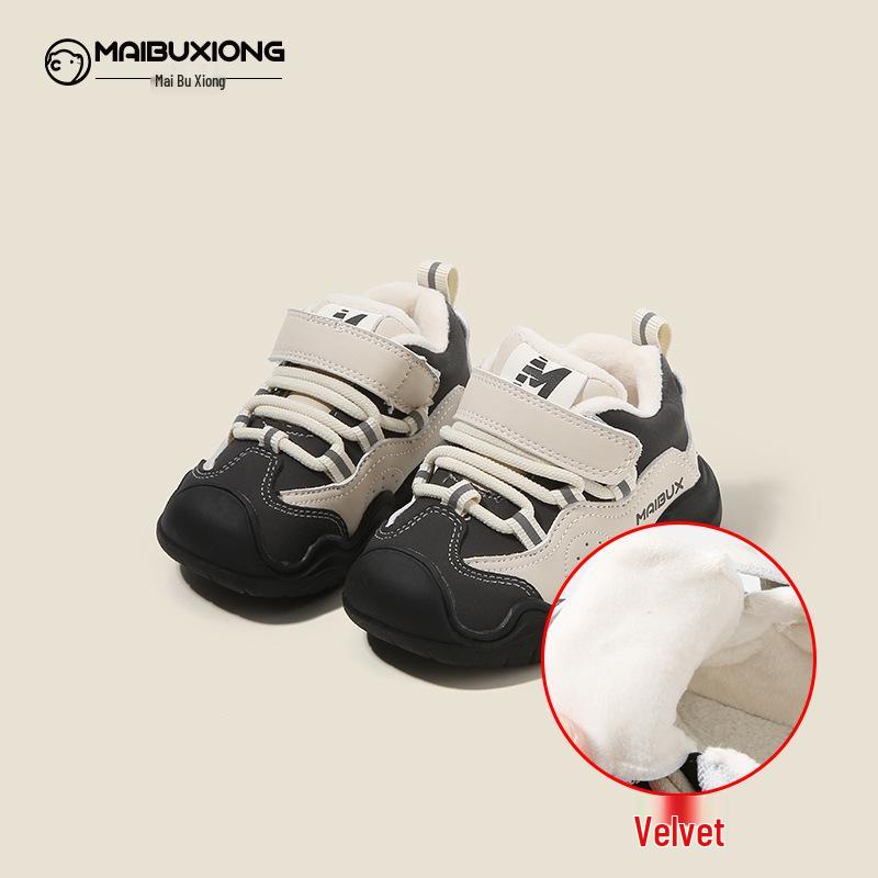 Buty sportowe dla malucha: Nowe jesienno-zimowe trampki z aksamitnym podszyciem dla niemowląt, dziewczynek i chłopców.