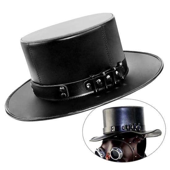 Plague Doctor Gothic Steampunk Faux Leather Top Hat Cap Masquerade Costume Props