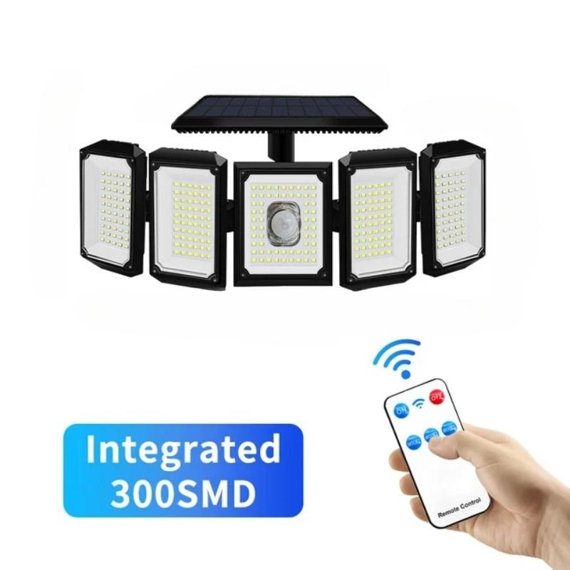 

Солнечные светильники Mexllex для использования на открытом воздухе с датчиком движения, 300 суперярких светодиодов с пультом дистанционного управления, 3 режима, водонепроницаемость IP65 для сада 333 LED integrated type+A