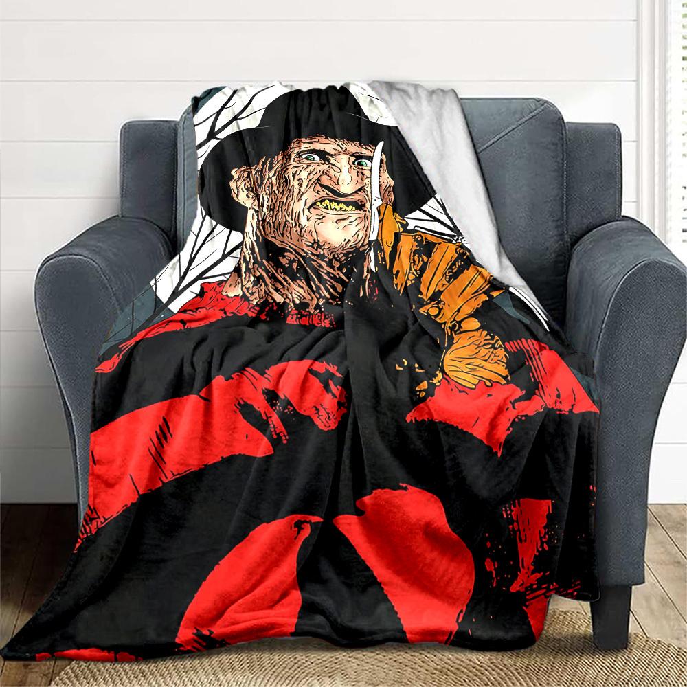 1pc A Nightmare On Elm Street Flannel Throw Blanket - HD Printed Lightweight Soft Warm All-Season Blanket for Sofa, Bed, Travel, Camping 070