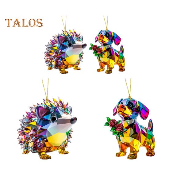 1/2Pcs Automobile Pendants with Lanyard Easy To Hang Colorful Crystal Design Sparkling Acrylic Ornaments Hedgehog Dog Pendants