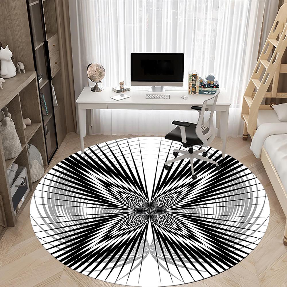 1pc Geometric Circle Pattern Chair Carpet for Office Non Slip, Machine Washable Rug for Office, Room Holiday Decor for Christmas, Birthday Polyester