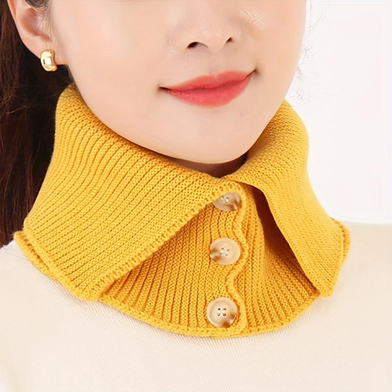 Women's Faux Collar Scarf Elegant Button-Down Neck Warmer Soft Stretchy Solid Color Winter Accessory for Outdoor & Casual Scarf