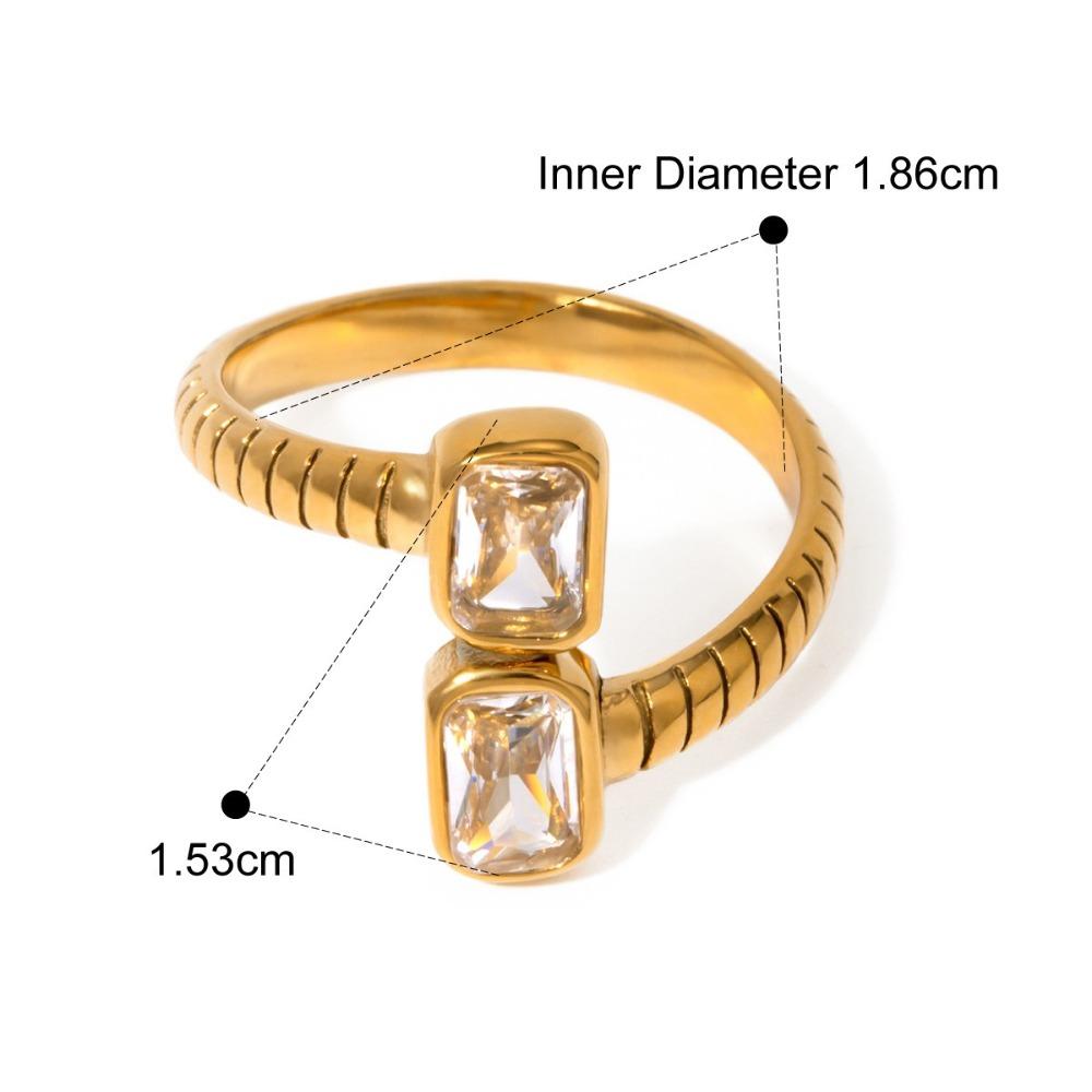 

Кольцо из нержавеющей стали с цирконом, блестящее, с 18-каратным золотым покрытием, кольцо с линейным дизайном, кольцо с кубическим цирконием, для вечеринки Style 8