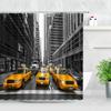 Black White New York City Scenery Shower Curtains Set 3D Building Home Wall Backdrop Decor Nordic Polyester Bathroom Bath Screen