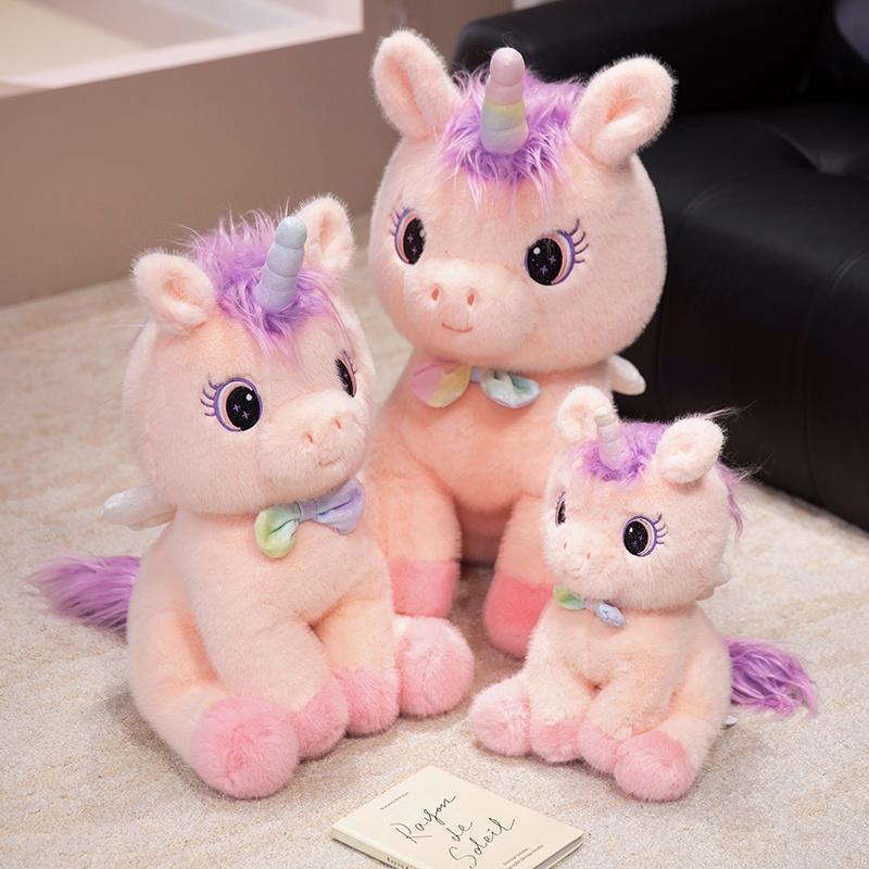 35-60cm Cute Soft Rainbow Angel Unicorn Plush Doll Pillow With Wings Flying Horse Animal Stuffed Toy Home Decor Gift