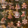 Pingente de gengibre enfeite de natal de madeira Papai Noel bonecos de gengibre decoração pendurada para lareira de árvore de natal