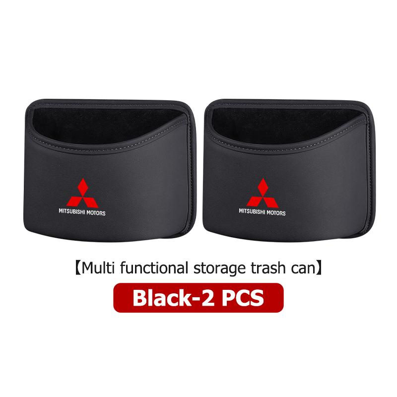 Leather Portable Car Storage Bin Trash Can Phone Organize Box Accessories For Mitsubishi Outlander Lancer Cross Colt Xpander WM1