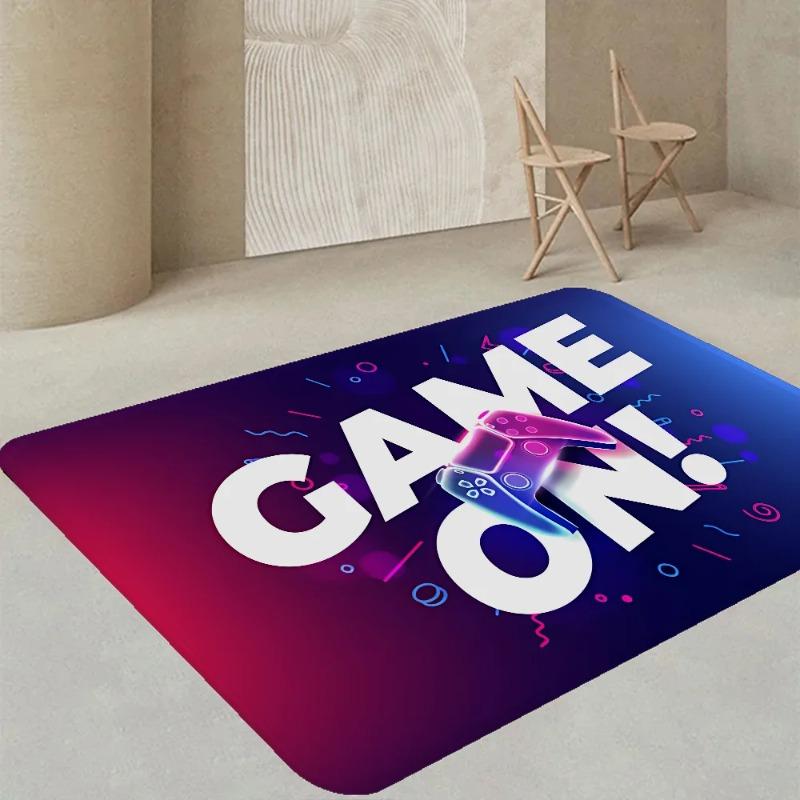 Gamer Style Entrance Doormat - Nordic Inspired Home Mat for Bathroom Toilet Bedroom Hotel Decor with Controller Pattern Design