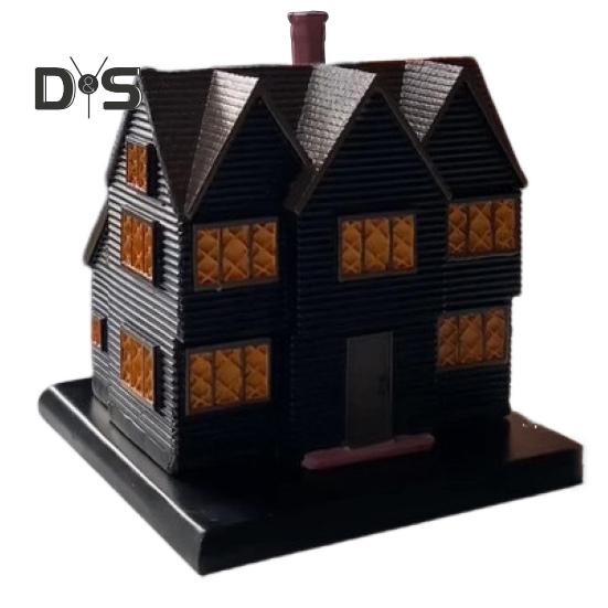 Schwarzes Haus Weihrauchbrenner, Harz, Hexenhaus, Weihrauchkegel, Stickhalter, Halloween-Party, Desktop-Dekoration, Ornament