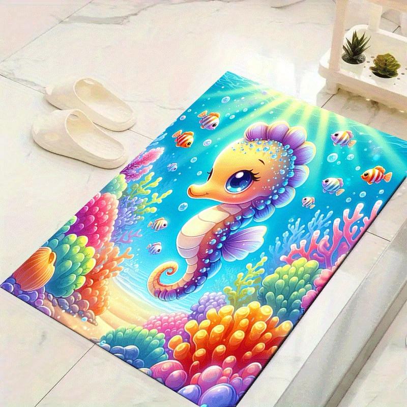 

1pc Cute seahorse Design Area Rug - Soft, Anti-Slip, and Durable Gaming Room Decor for Bedroom 60cm by 90cm