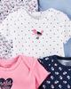Set of Cute and Border Baby Bodysuits for Girls Months Carter's 5-piece Heart, Dot, Short-sleeve (12 (72-78cm)) [Used]
