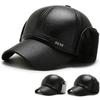 Men's Casual Cuffed Soft Leather Baseball Cap for Middle-Aged and Elderly, Warm for Winter