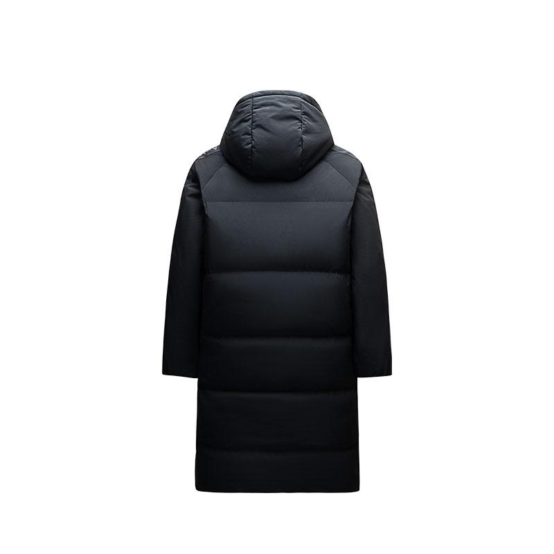 Anta Letter Zipper Hooded Comfortable Breathable Versatile Casual Long Down Jacket Women Outerwear Basic-Black 962448902-4