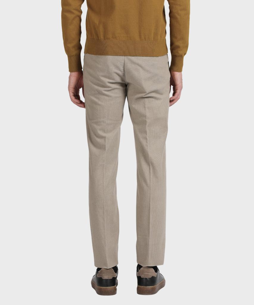 PANICALE Beige Micro Pattern Comfort Fit Cotton Pants