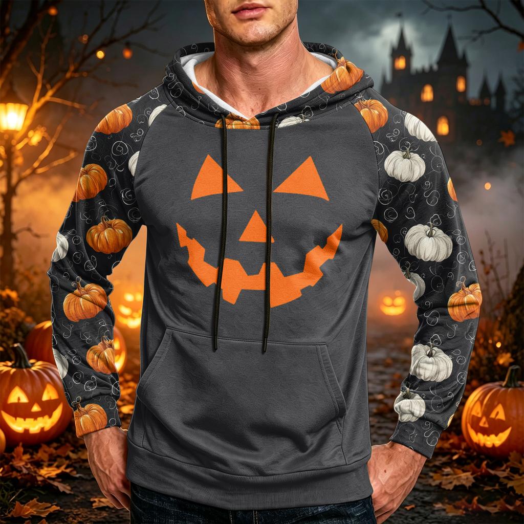 Men's Loose Fit Printed Hoodie with Pocket and Drawstring Casual Sweatshirt for Everyday Wear
