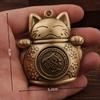 Brass Cat Handheld Ornament Rotating Lucky Pendant Plaything Birthday Gift Small Decoration Metal Craft