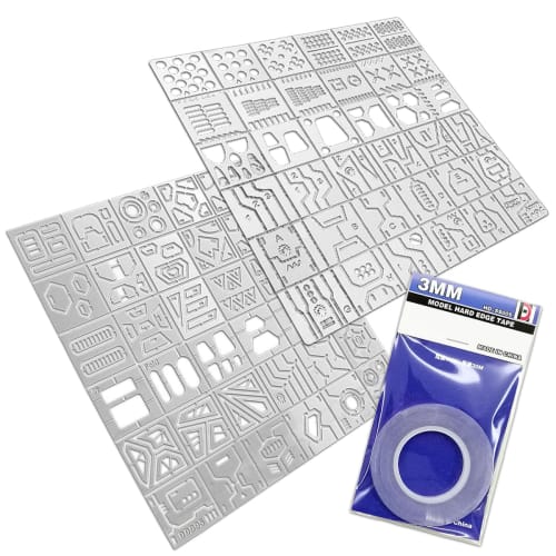 SALUDABLE Creove Template, 2 Types, Guide Tape, 3mm, for Carving Creases, Plastic Model Tools