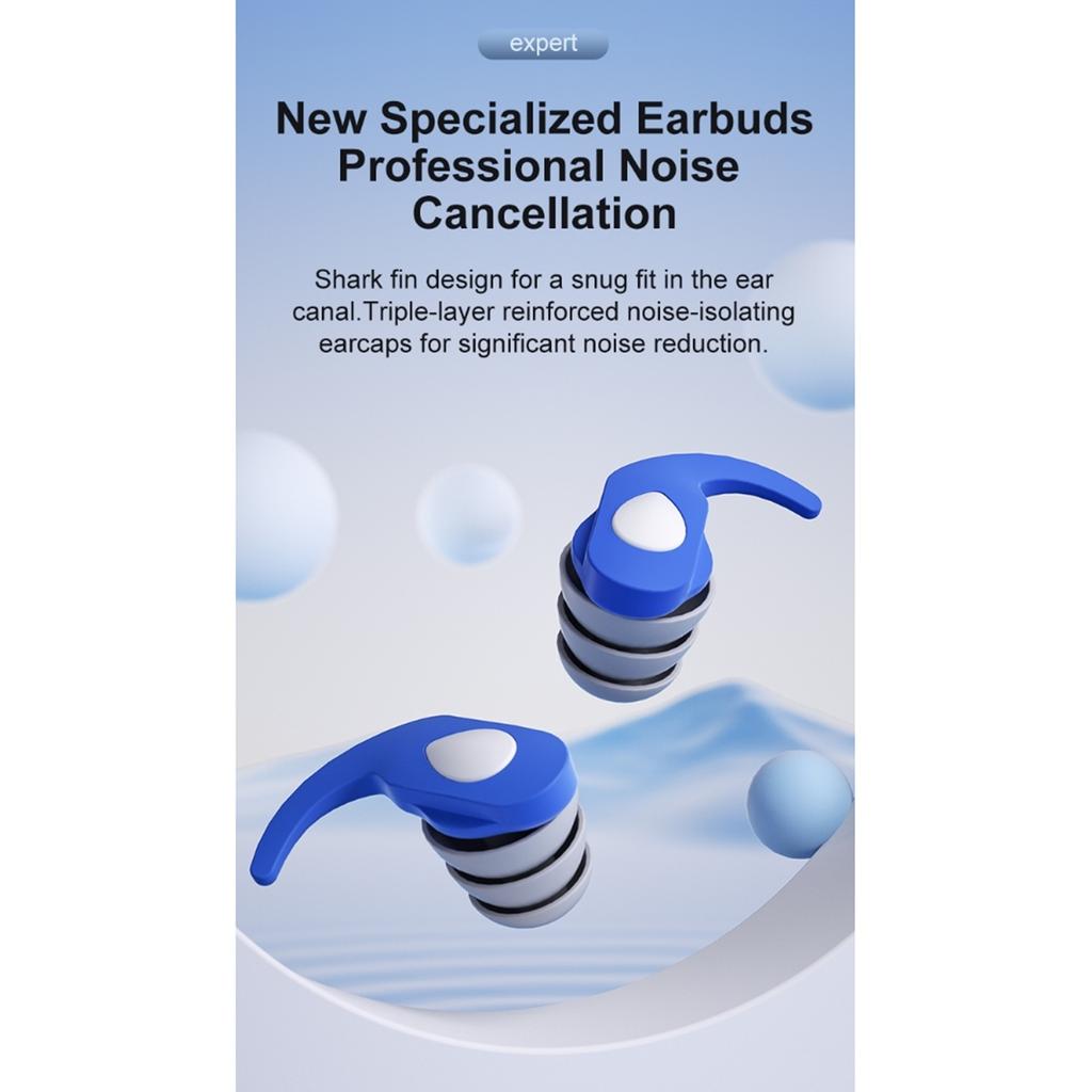 1 Pair Ear Plugs Soft Silicone Noise Reducing Reusable Earplugs For Sleeping Work Studying Travel Concert Snoring