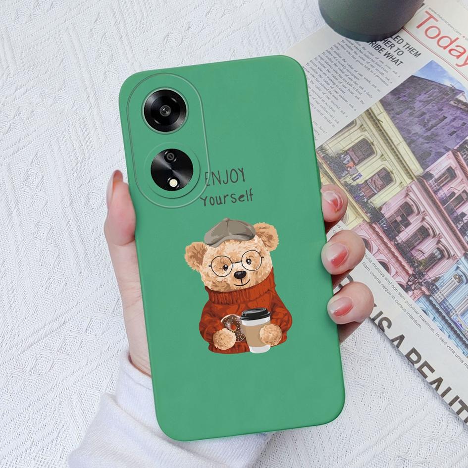 For Oppo A11 A1K A55 A1 A7 A15 A35 A52 Phone Case Cute Cartoon Little Bear Pattern Liquid Silicone Anti Slip Protective Soft Back Cover For Oppo Shell