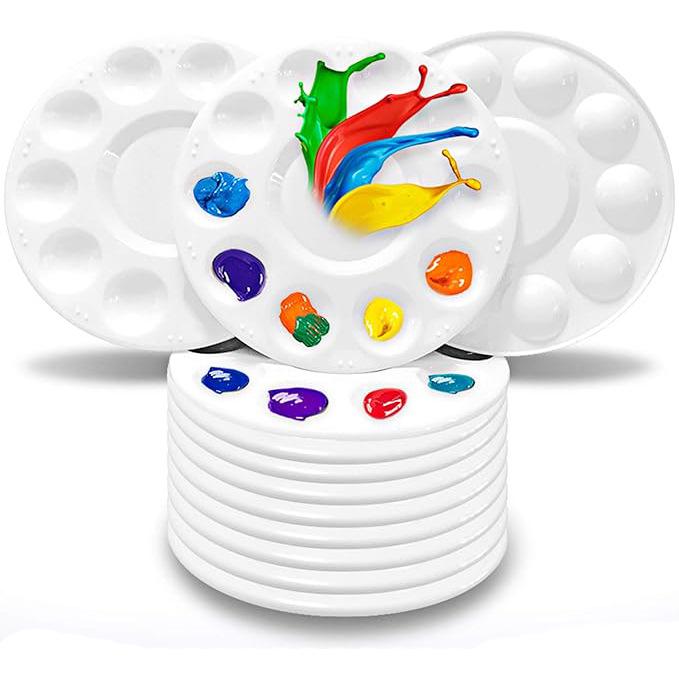 "Children's White Plastic Painting Palette: Plum-Shaped Acrylic & Watercolor Tray"