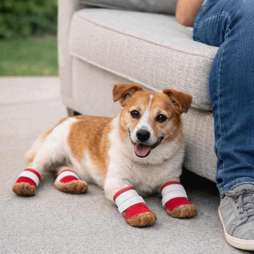Breathable Dog Mesh Shoes Rubber Sole Dog Paw Protectors Fashion Dog Sneakers  Outdoor Walking