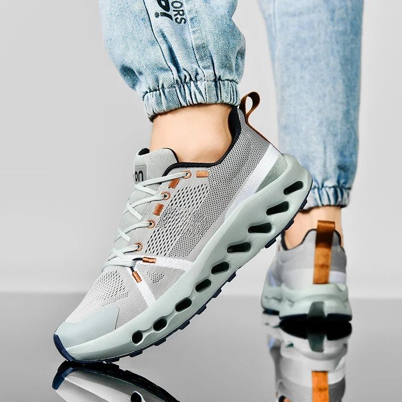 New Men'S Ultra-Light Running Shoes Cushioned Sports Shoes Men'S Breathable Thick Sole Flying Mesh Racing Shoes