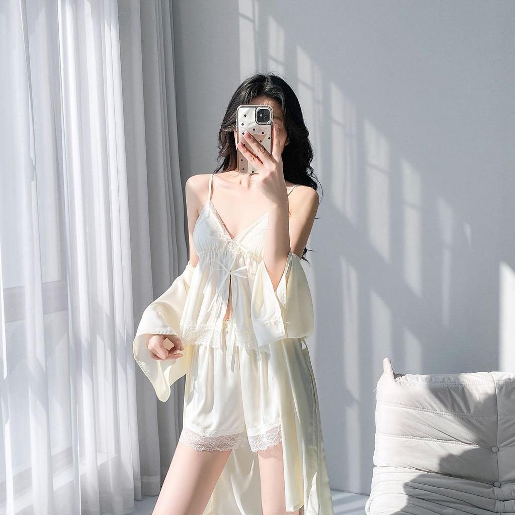 Neue Frühjahrs- und Sommer-Eisseiden-Pyjamas für Damen, Träger-Pyjamas, dünne lange Röcke, Nachthemden, Promi-Stil zweiteilige Loungewear