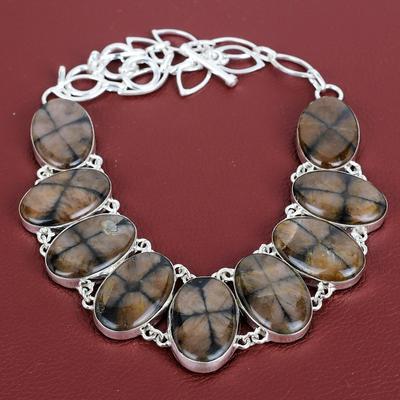 Chiastolite Necklace Natural Gemstone Necklace Antique Jewelry 925 Sterling Silver Necklace Handmade Adjustable Chain Necklace Wedding Gifts