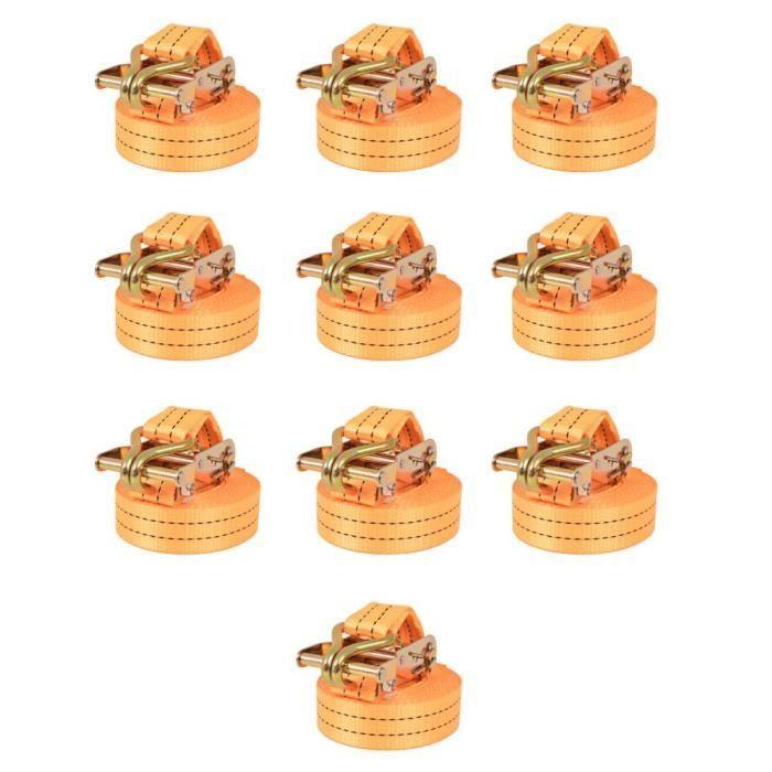 VidaXL Ratchet Tie-Down Strap 10 Pcs 1 Ton 6 M X 38 Mm Orange