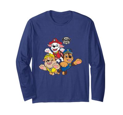 Paw Patrol Welpen-Sprung-Trio mit klassischem Abzeichen-Logo Langarm-T-Shirt