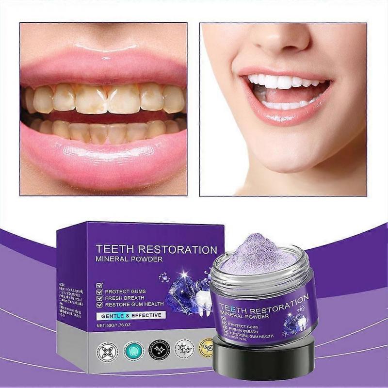 Purple Brightening Tooth Powder 50g Natural Formula For Teeth Whitening Stain Removal Safe Quick Effect