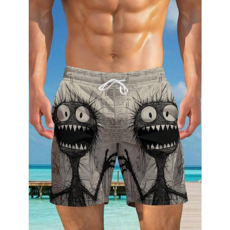 Summer 3D Skeleton Pattern Print Shorts Fashionable Casual Beach Men's Shorts
