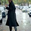Zara Belted Minimalist Comfortable Versatile Long Coat Women Coats Black 09174141-35