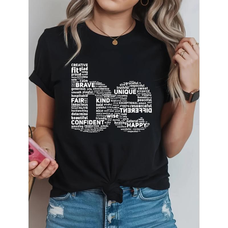 

Positive Energy Transmission, The Diverse Beauty of Women. CREATIVE BRAVE UNIQUE Text Print Plus-Size Women S Fashionable Casual Round-Neck S чёрный