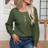 Damenmode Solid Button Twisted Langarm Teig Twists Strickpullover Bluse Frauen