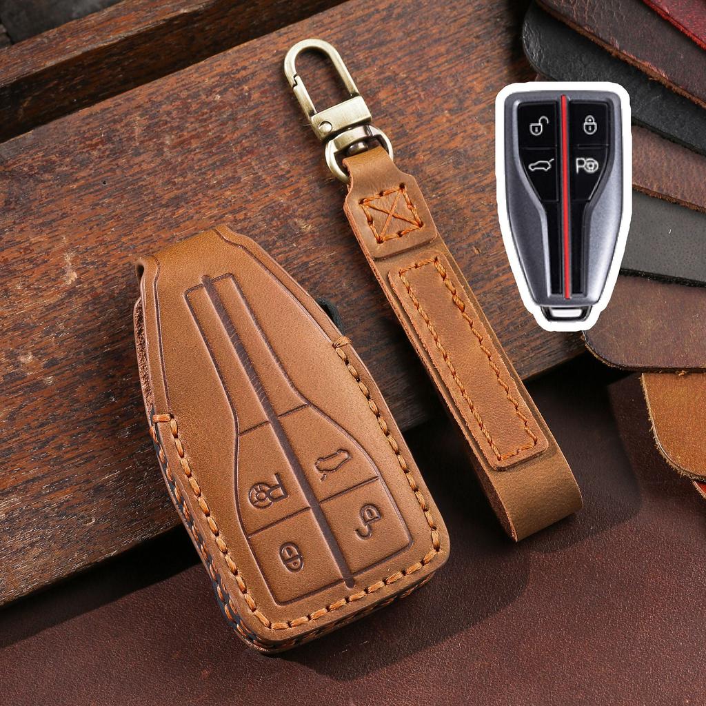 Suitable for Hongqi H5 Key Cover, Hongqi H7 Hs5 Hs7 High-end Car Remote Control Key Case, Ring Case, Genuine Leather.