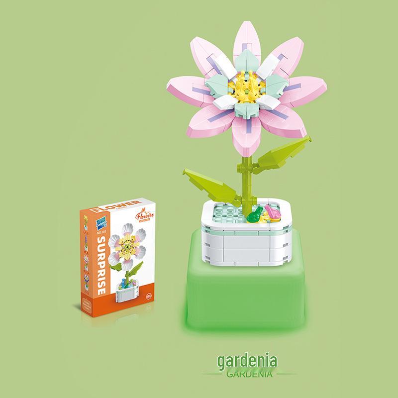 Kids' Educational Interlocking Building Blocks - Flower Potted Plant (Rose & Epiphyllum) Compatible with Top Building Block Models