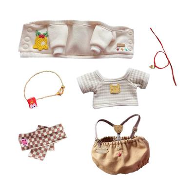 Niannyyhouse 15cm 20cm Stuffed Toy Clothes Coat T-shirt Scarf Hanging Pants Backpack Necklace Cotton Doll Accessories Dress-up (beige, 15cm)