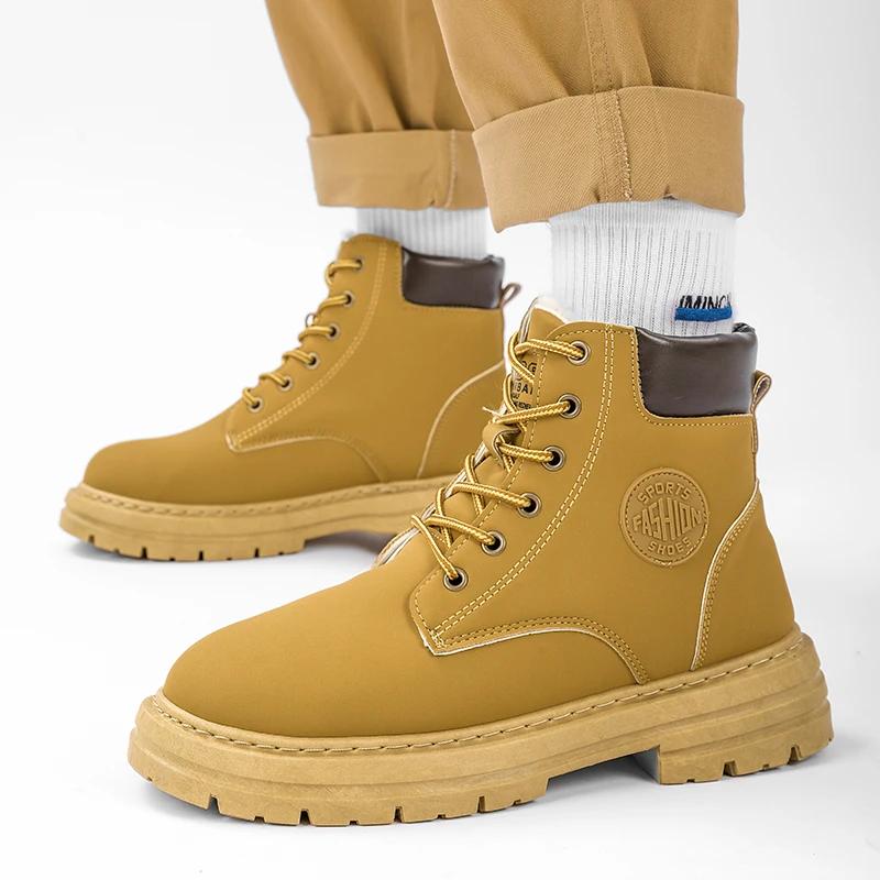High Boots Men Casual Sneakers Work Shoes Mens Ankle Boots Leather Booties Man Brown Boot Dress Booty Man Free Delivery Shoes