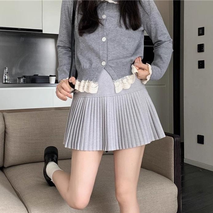 Damen High-Waist A-Linien Faltenrock - Schlankmachend, Kurzer College-Stil für Frühling & Herbst