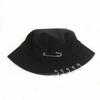 Unisex Cotton Bucket Hat Solid Color Fishermen Cap Iron Pin Rings Personality Factory Sells