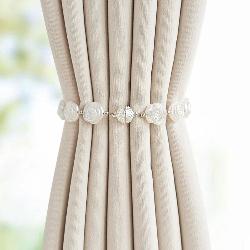 2Pcs Rose Flower Shape Curtain Tieback Shell Shape Magnetic Buckle Window Curtain Buckles Gold Silver Curtain Rope Holders